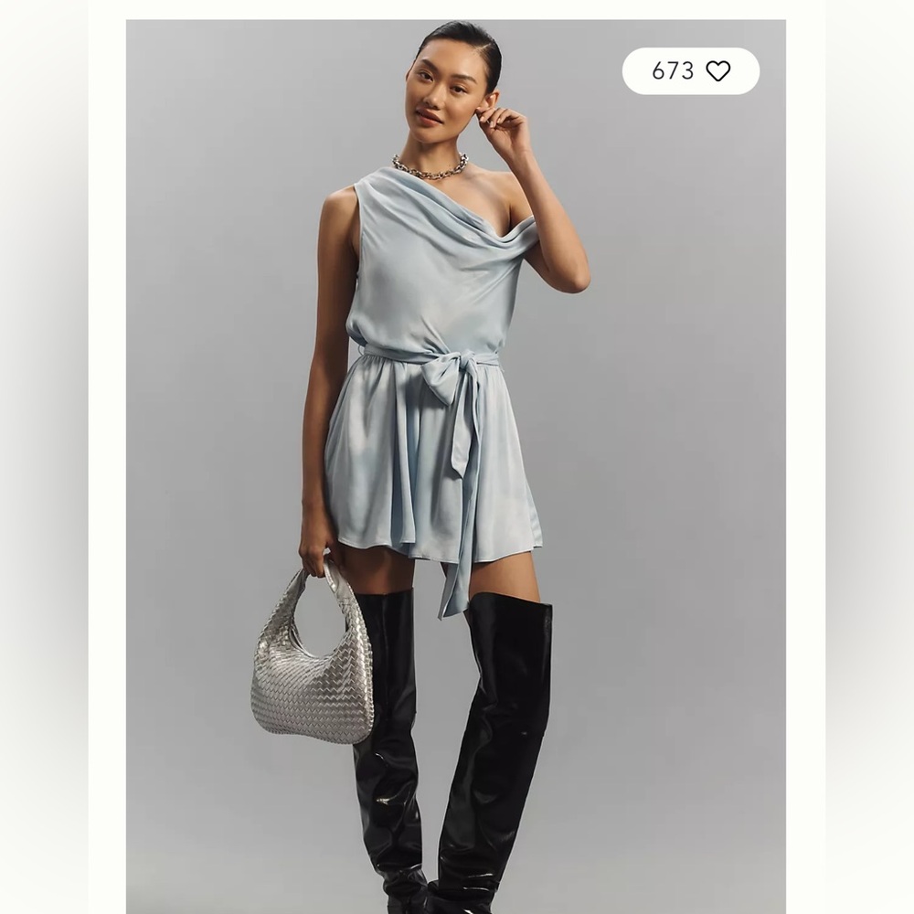 Maeve by Anthropologie off the shoulder draped satin romper - size small